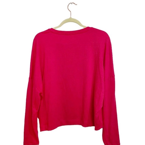 Anthropologie Hot Pink Dina V-Neck Long Sleeve Top Sz M - Picture 3 of 3